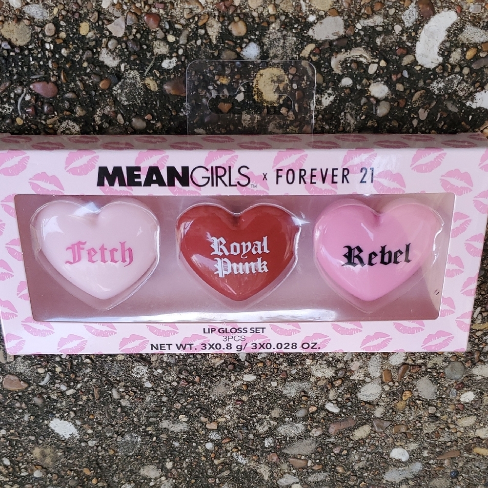Mean Girls x Forever 21 Heart Lip Gloss Set of 3 Fetch Royal Punk Rebel 0.8g New
